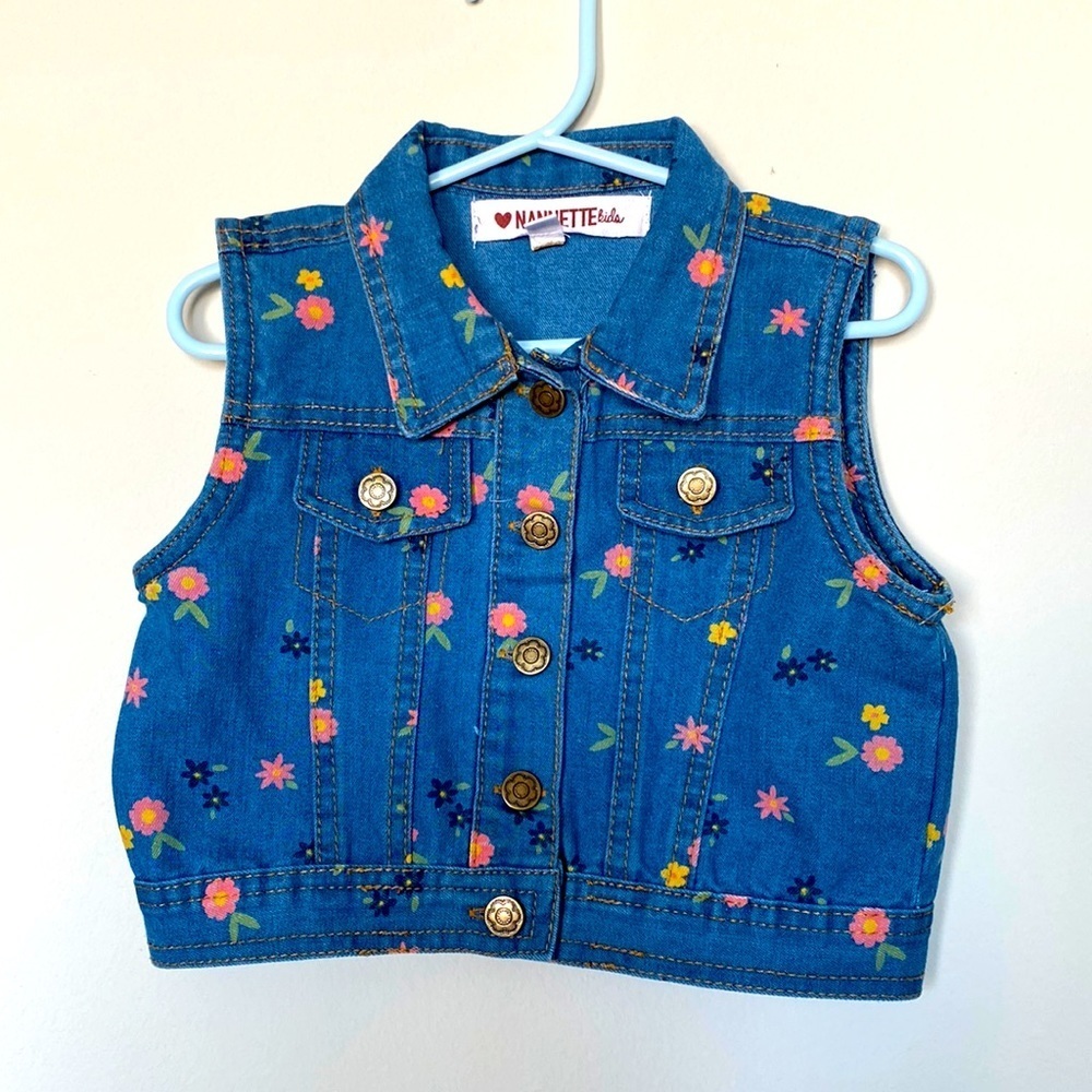 Nannette kids Floral Jean blouse size 5